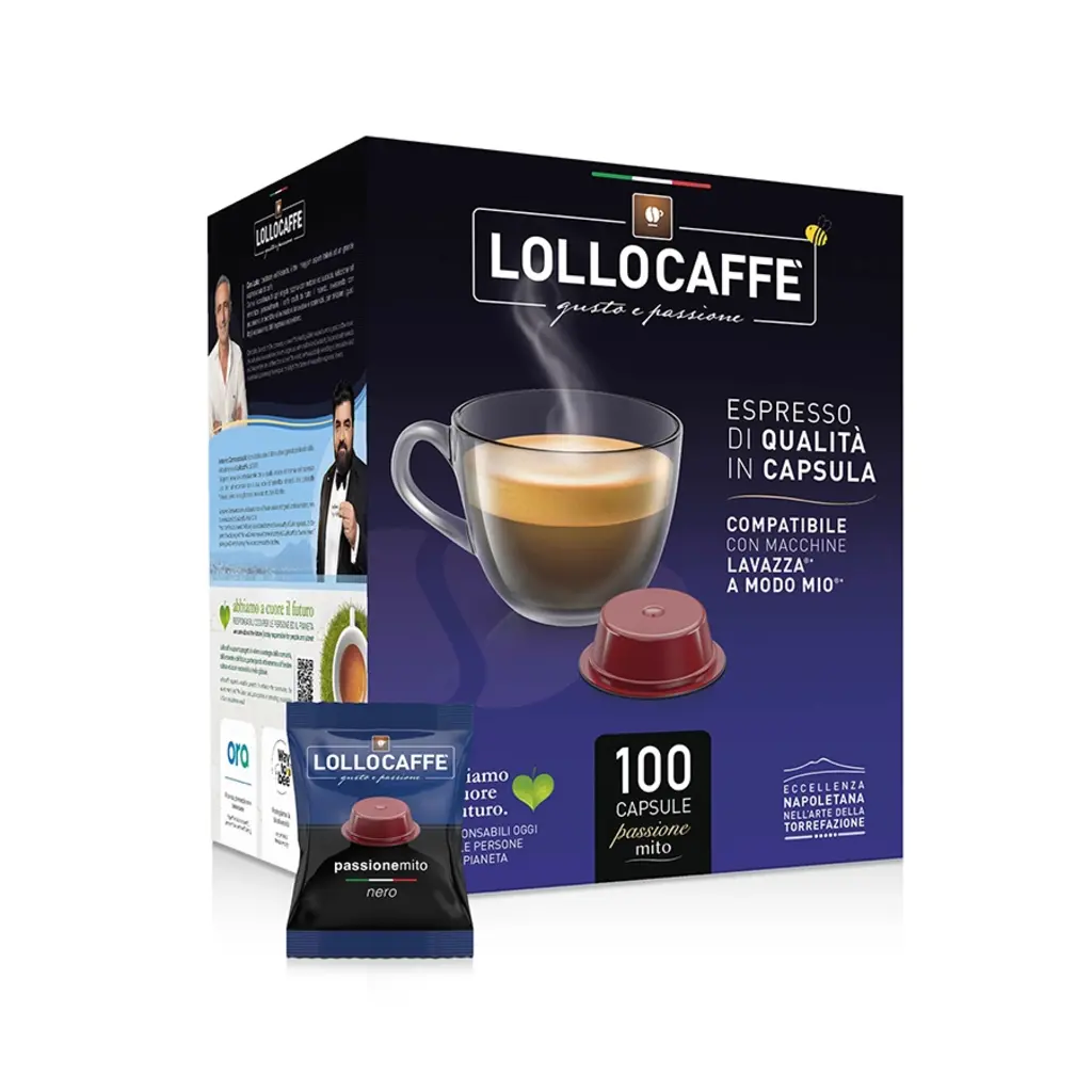 Lollo Caffe Espresso Nero A Modo Mio 100 Capsule Compatibile